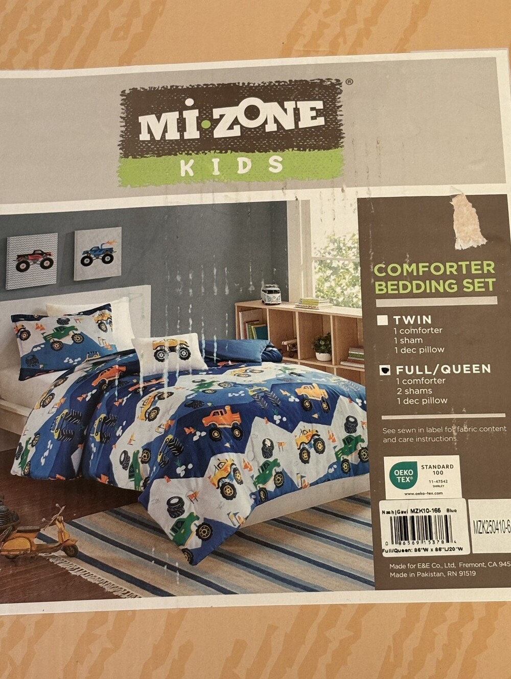 Kids Mi Zone Blue Monster Truck Comforter Bedding Set Full)Queen